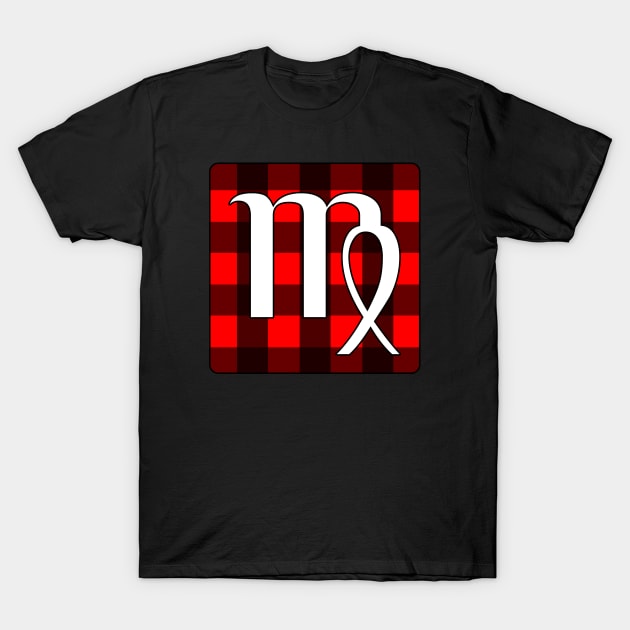 Virgo Zodiac Horoscope Buffalo Plaid Square Monogram T-Shirt by bumblefuzzies